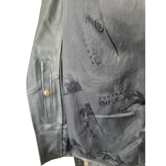 Vintage Perfect Biker Leather Motorcycle Jacket Mens Size M/L Zip Liner 7 lbs - Picture 11 of 14